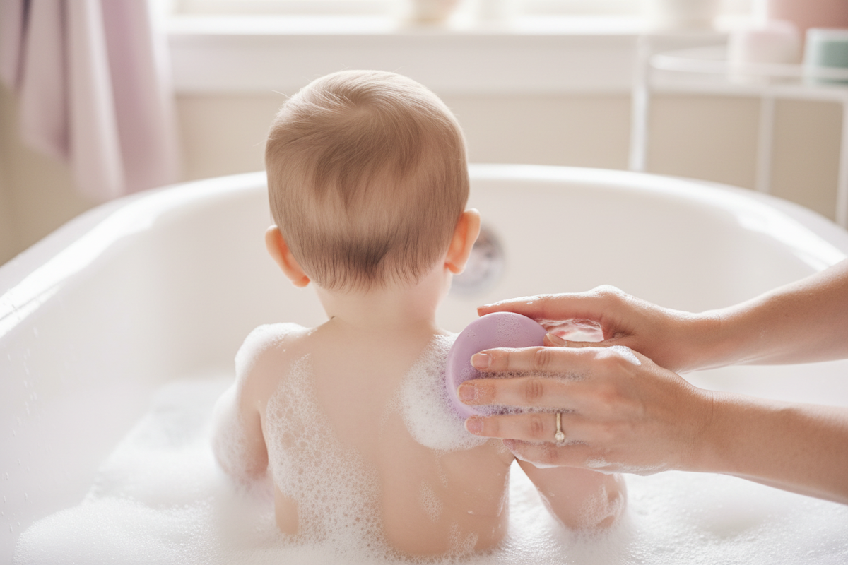 Baby Bath - Back View with Mom